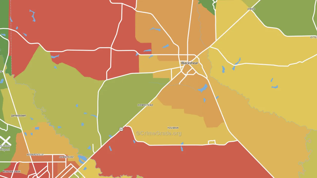 Blackshear, GA Map of Assault Rates