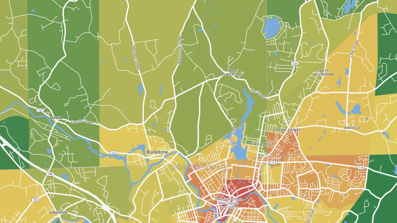 Blackstone, MA Map of Assault Rates