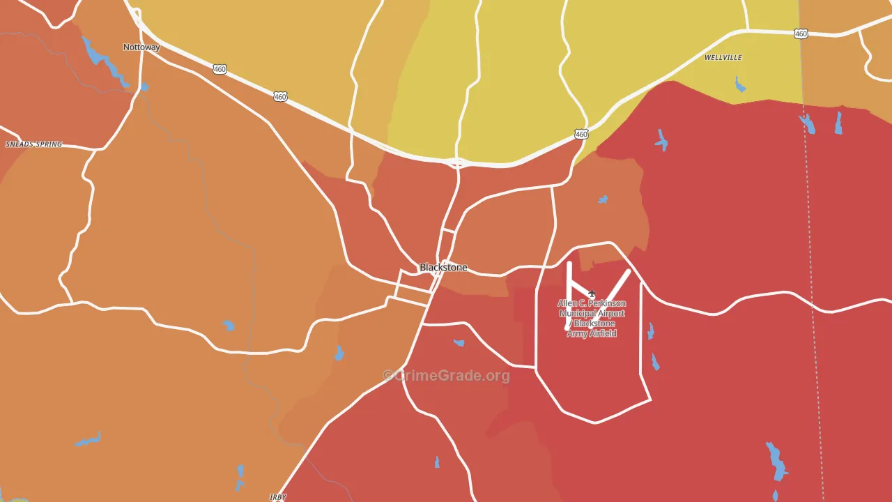 Blackstone, VA Map of Assault Rates