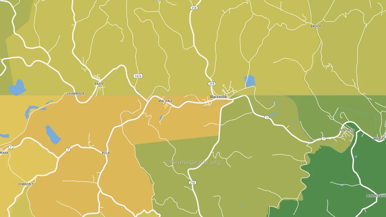 Blacksville, WV Map of Assault Rates