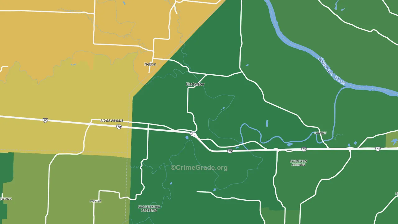 Blackwater, MO Map of Assault Rates