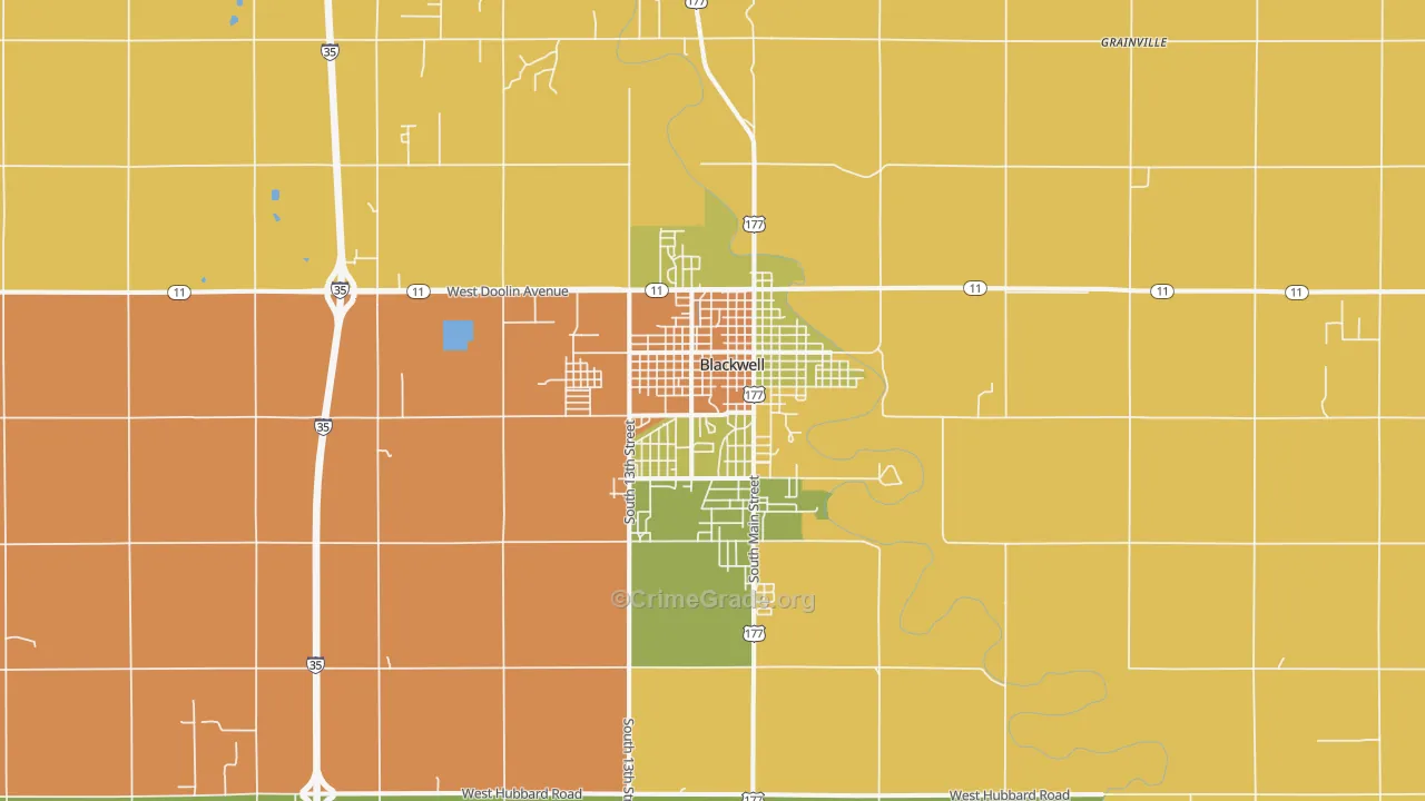 Blackwell, OK Map of Assault Rates