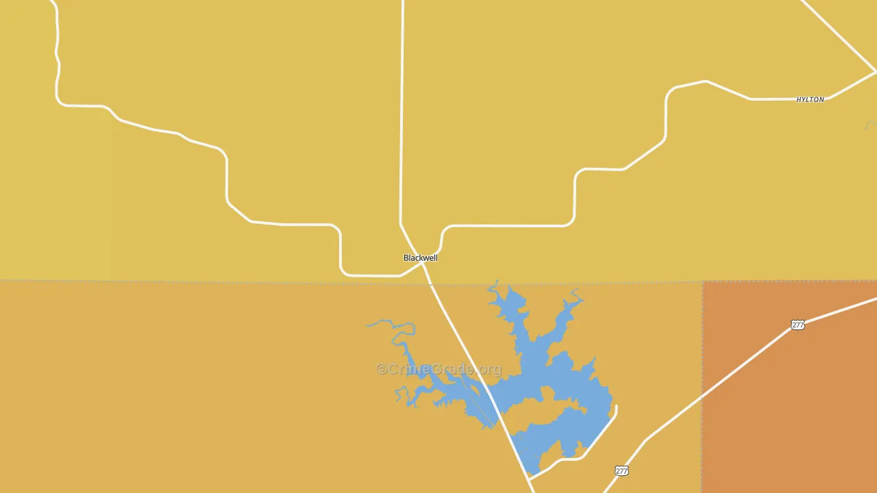Blackwell, TX Map of Assault Rates