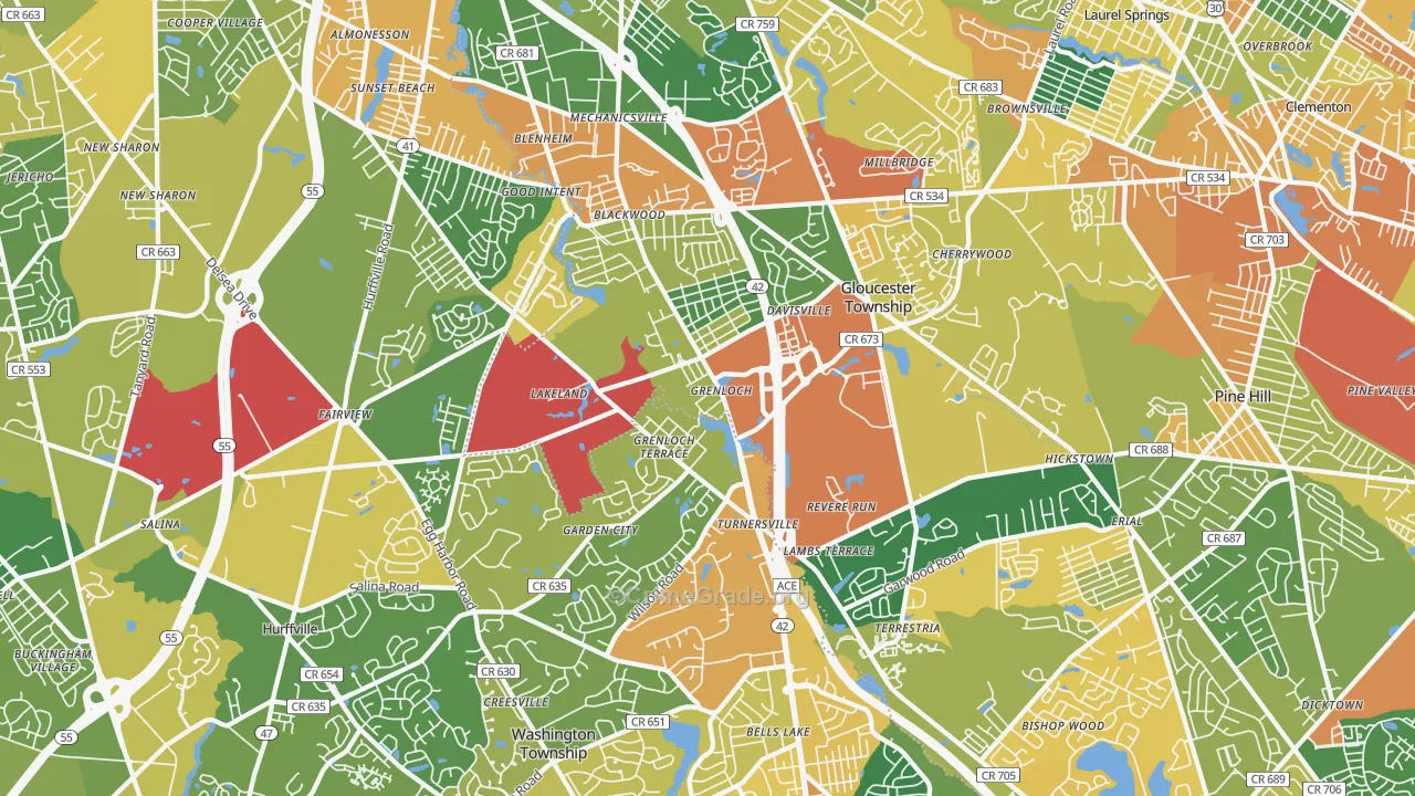 Blackwood, NJ Map of Assault Rates