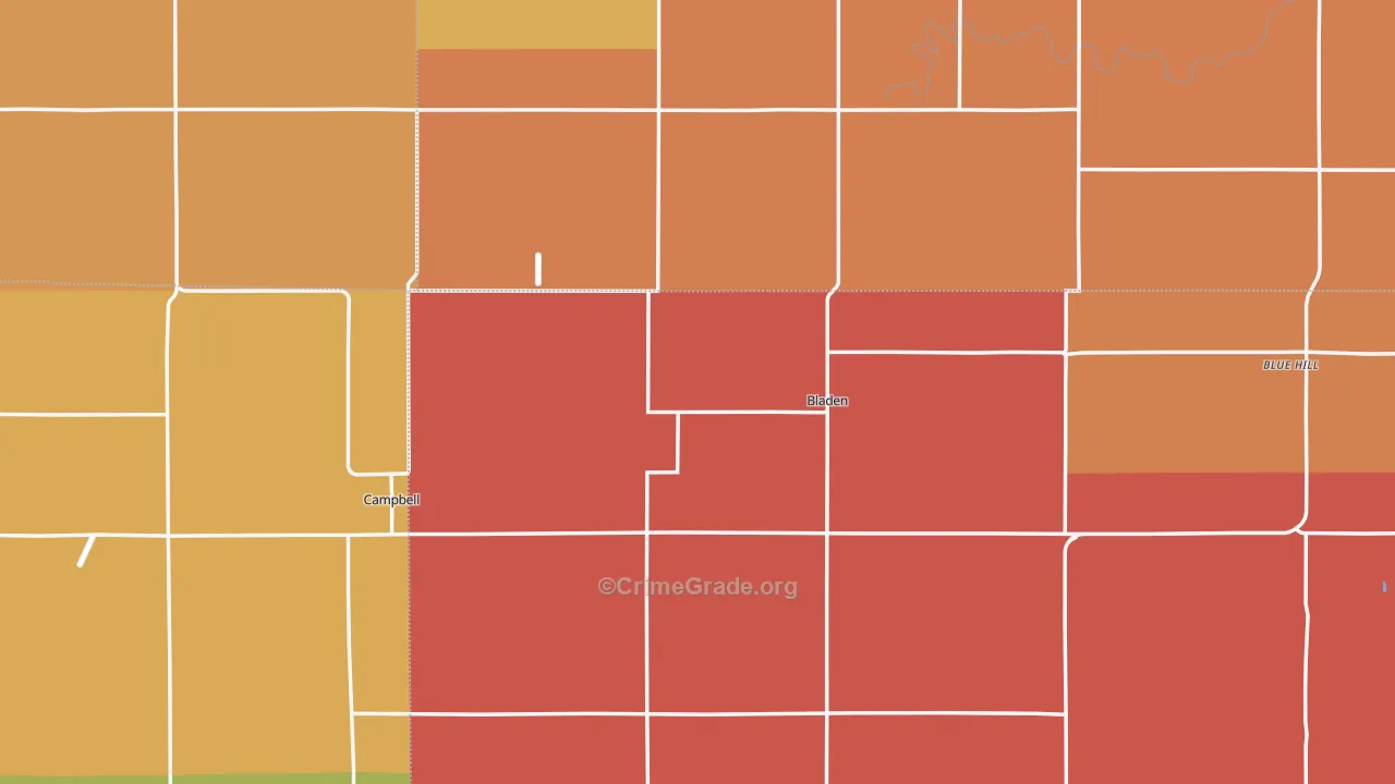 Bladen, NE Map of Assault Rates