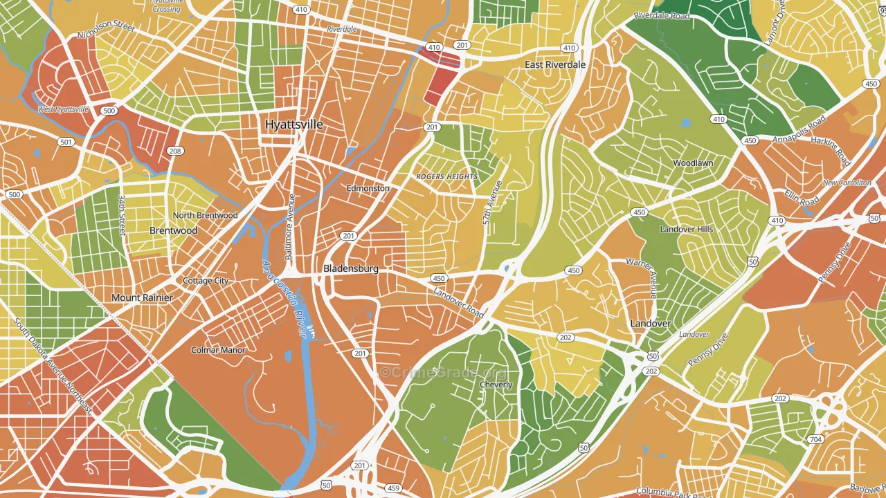 Bladensburg, MD Map of Assault Rates