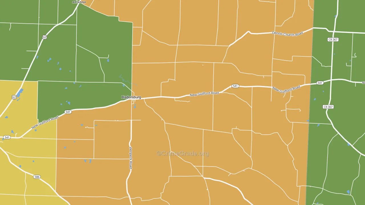 Bladensburg, OH Map of Assault Rates