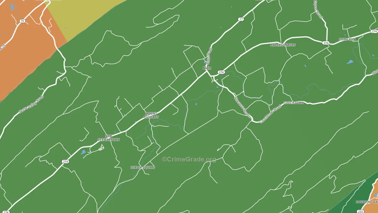 Blain, PA Map of Assault Rates