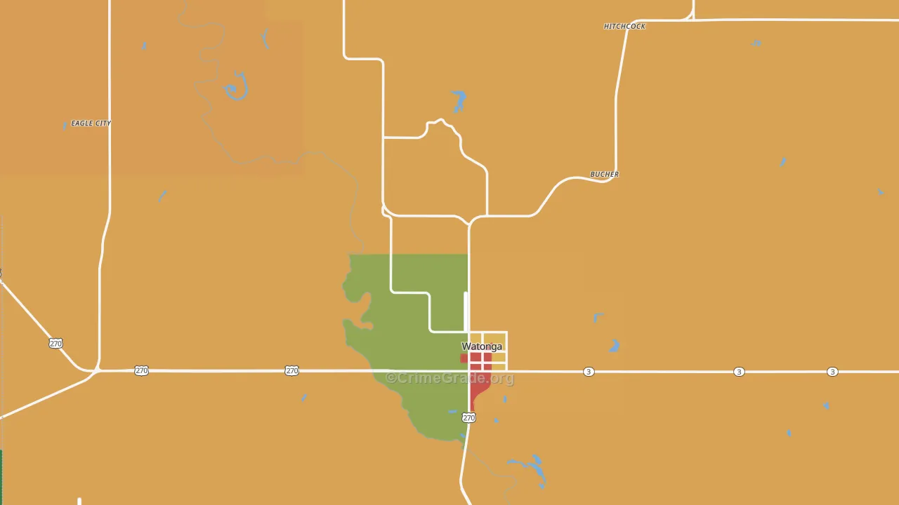 Blaine County, OK Map of Assault Rates