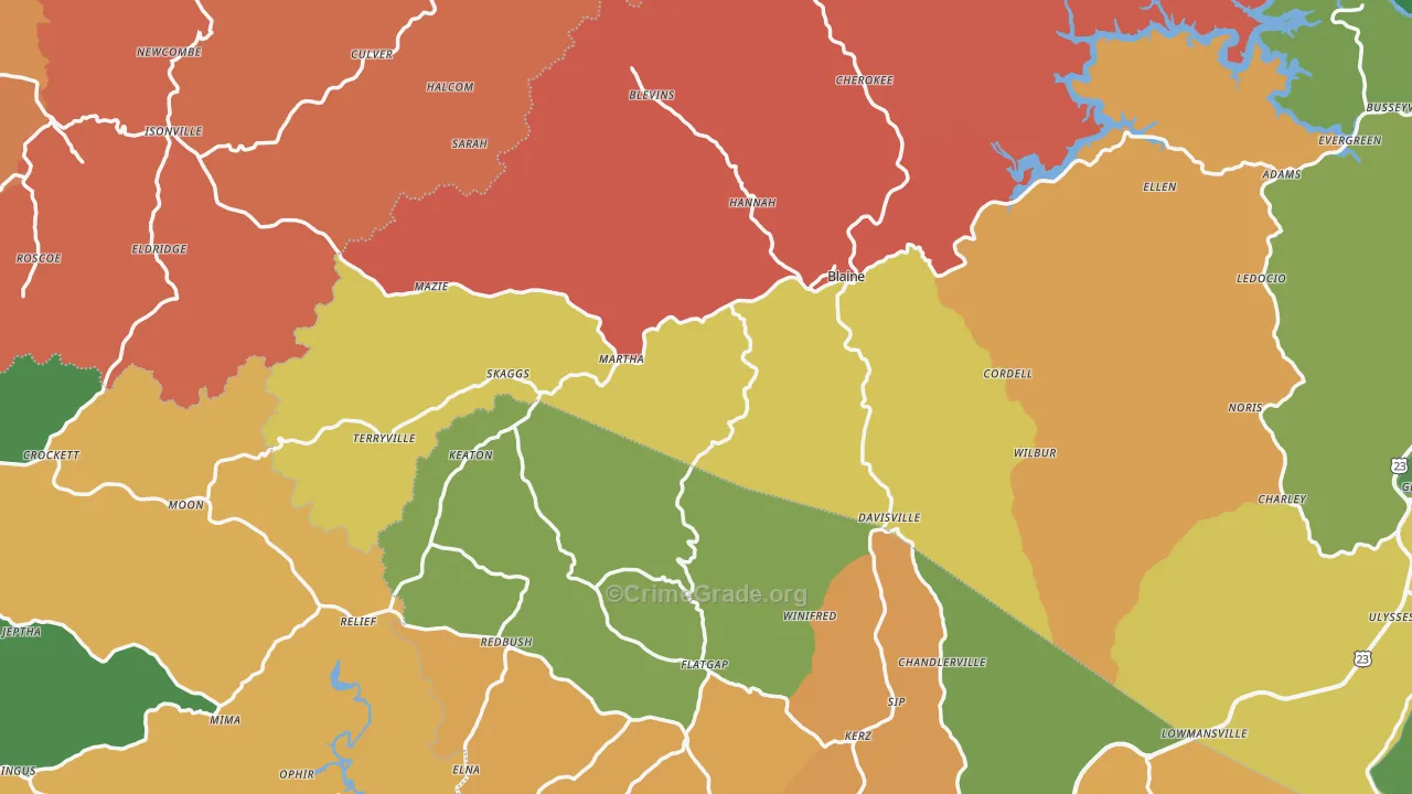 Blaine, KY Map of Assault Rates