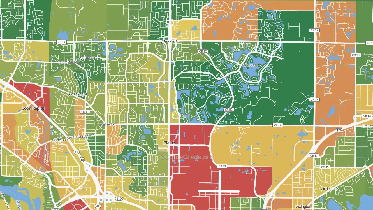 Blaine, MN Map of Assault Rates