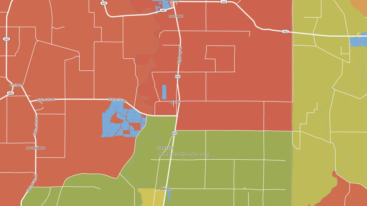 Blaine, MS Map of Assault Rates