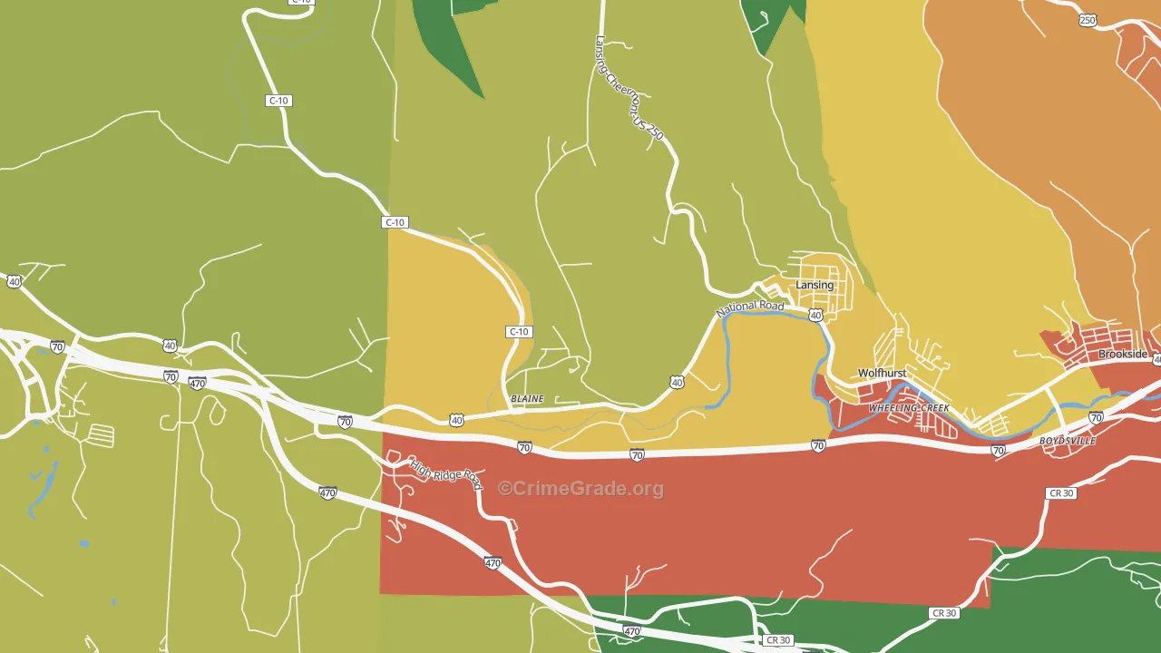 Blaine, OH Map of Assault Rates