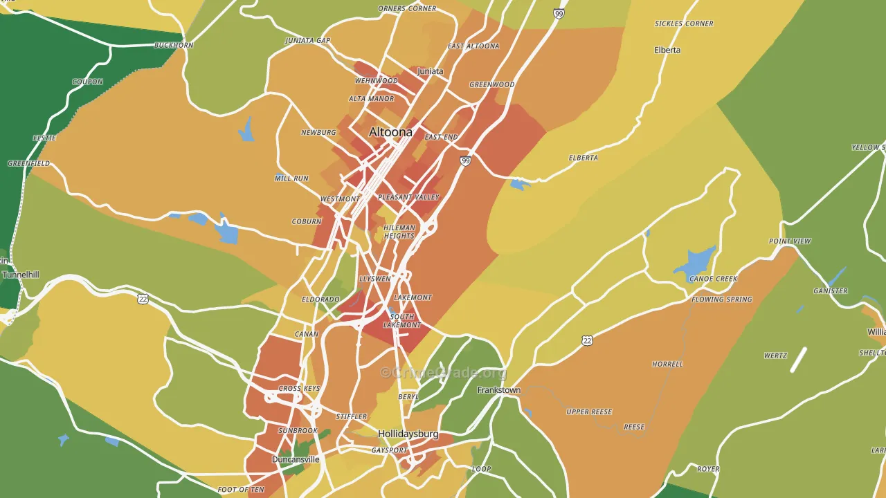 Blair County, PA Map of Assault Rates