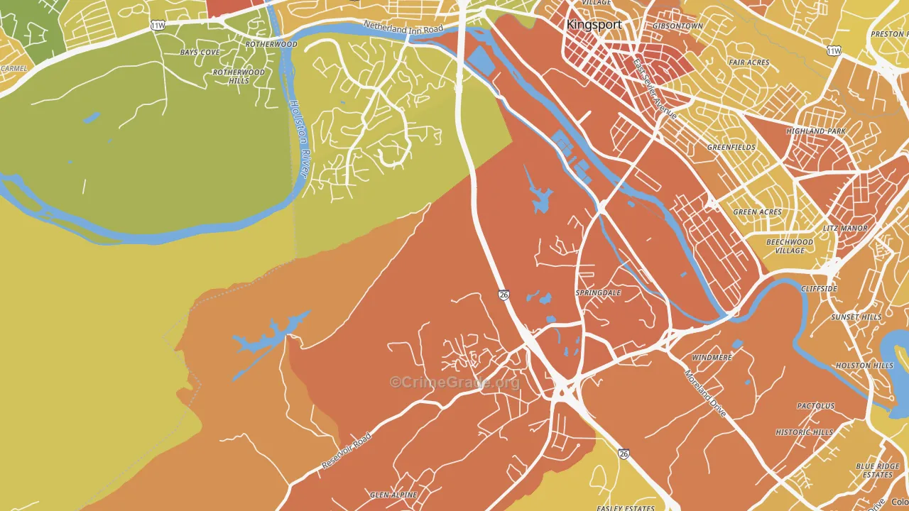Blair Gap, TN Map of Assault Rates