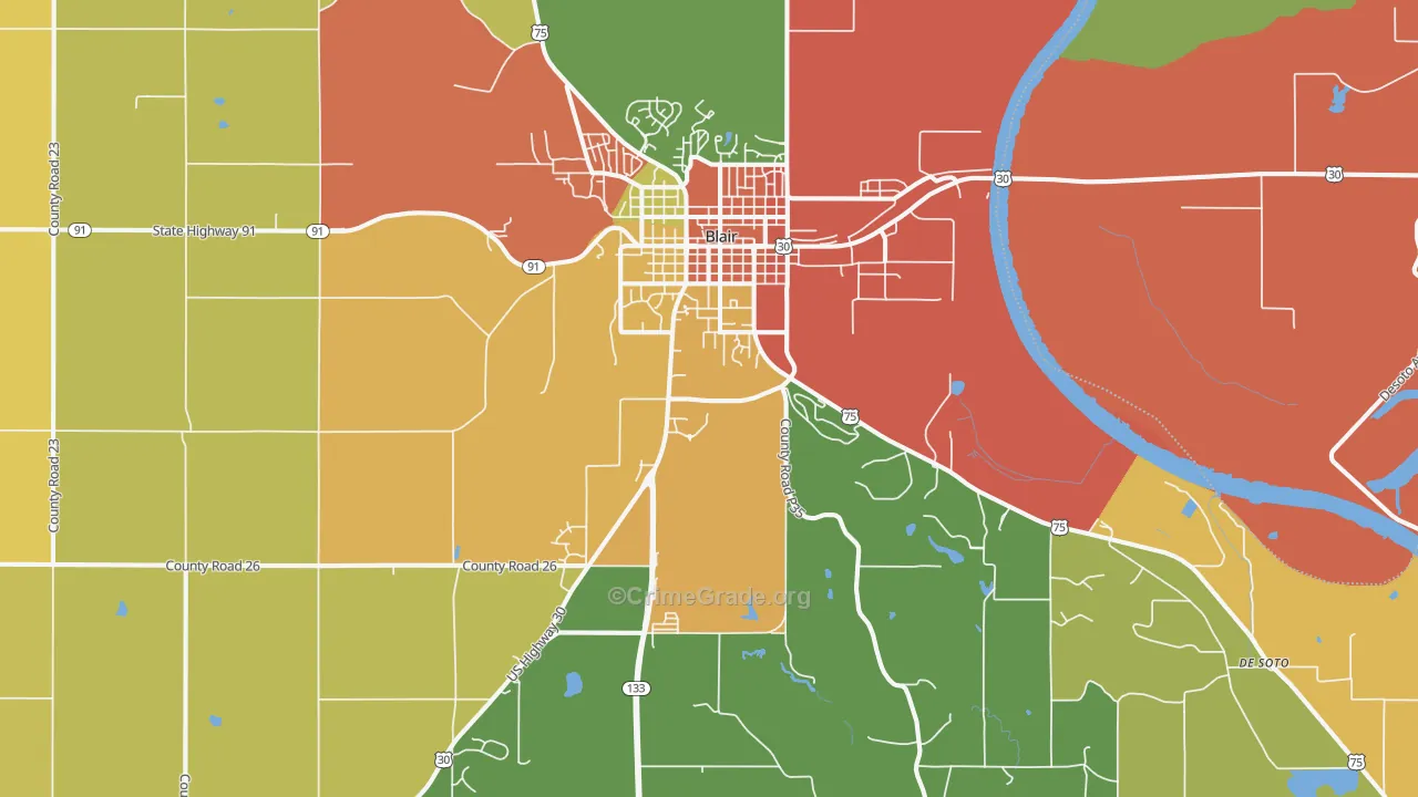 Blair, NE Map of Assault Rates