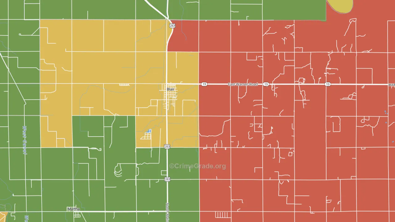 Blair, OK Map of Assault Rates