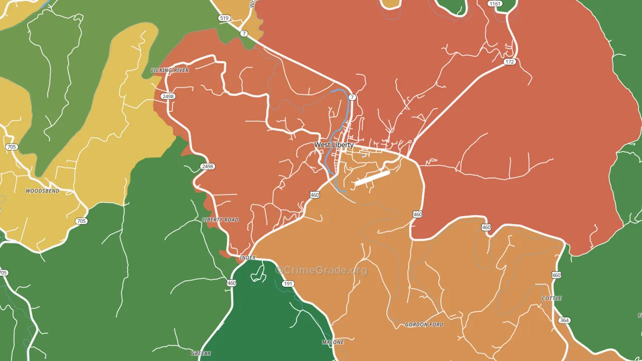 Blairs Mill, KY Map of Assault Rates