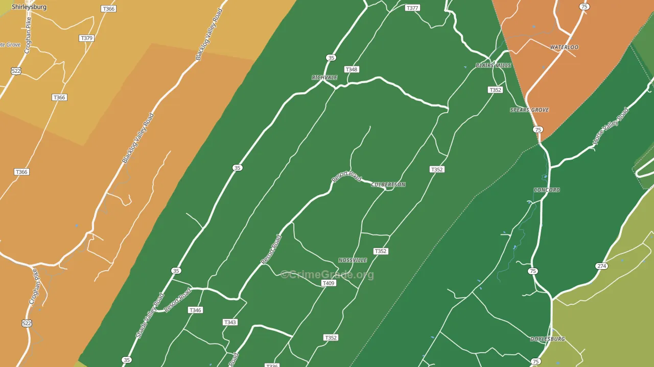 Blairs Mills, PA Map of Assault Rates