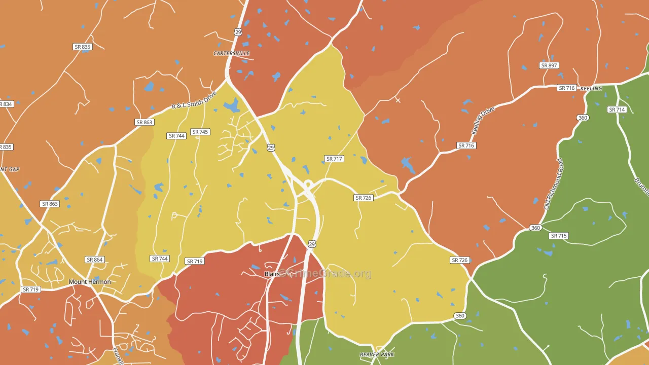 Blairs, VA Map of Assault Rates