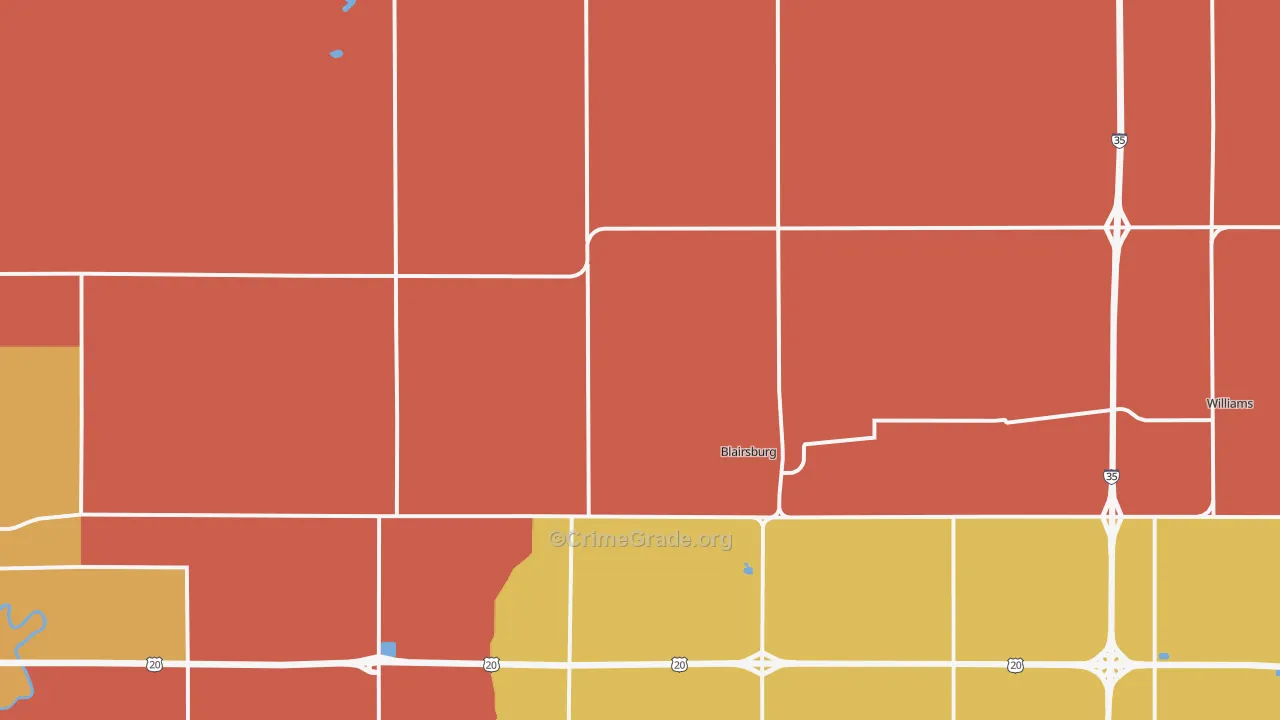 Blairsburg, IA Map of Assault Rates