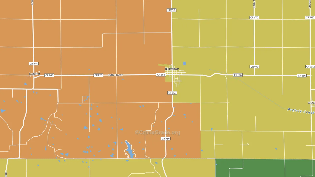 Blairstown, IA Map of Assault Rates