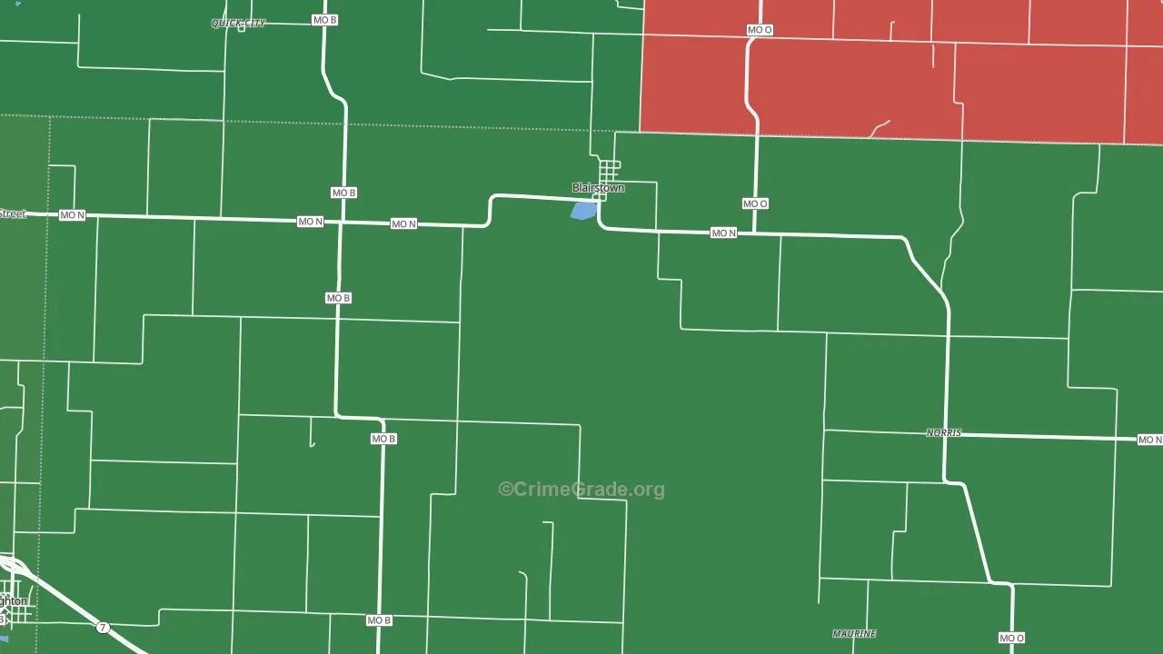 Blairstown, MO Map of Assault Rates
