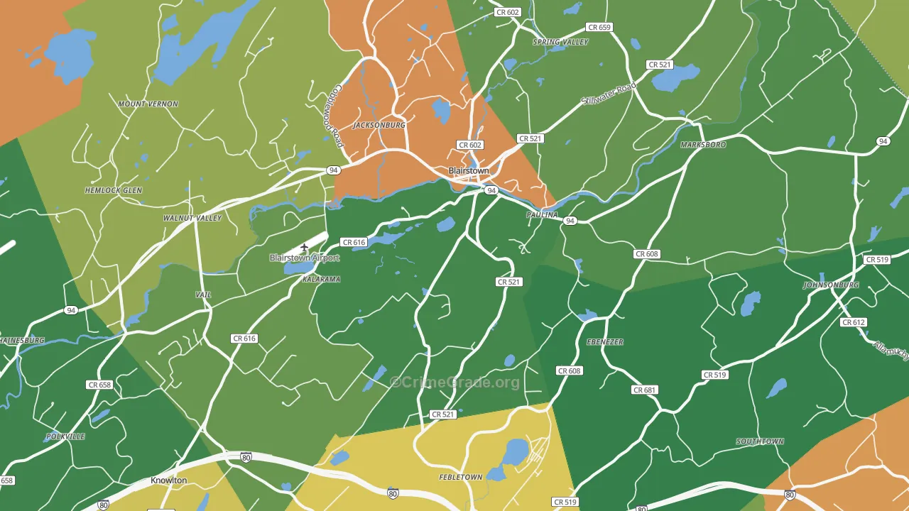 Blairstown, NJ Map of Assault Rates