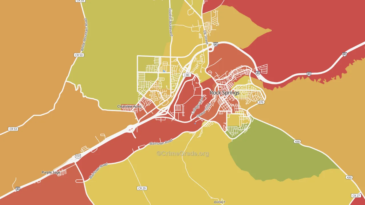 Blairtown, WY Map of Assault Rates