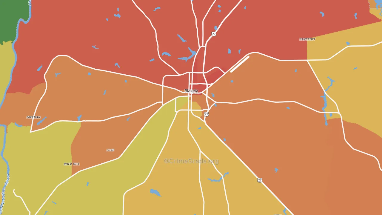 Blakely, GA Map of Assault Rates
