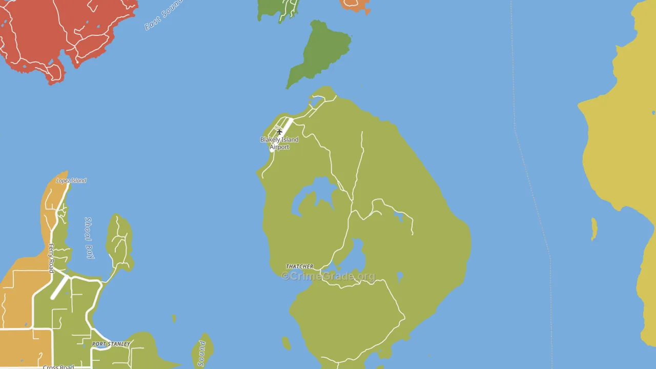 Blakely Island, WA Map of Assault Rates