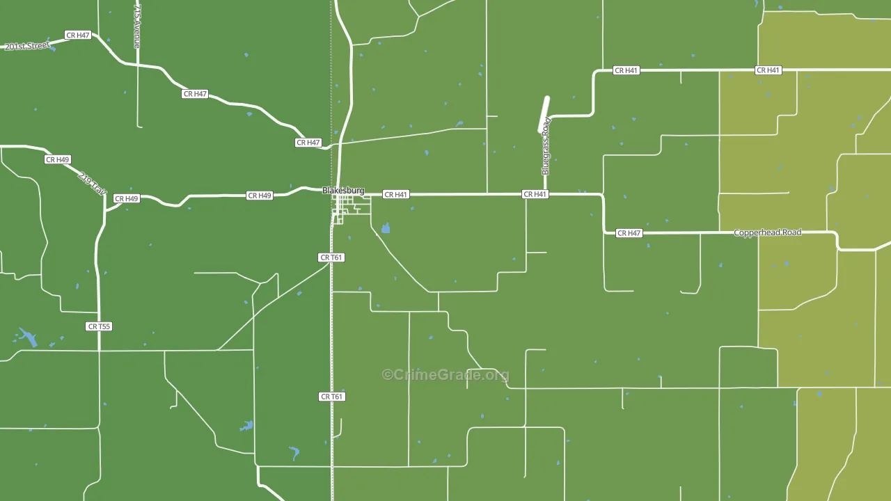 Blakesburg, IA Map of Assault Rates