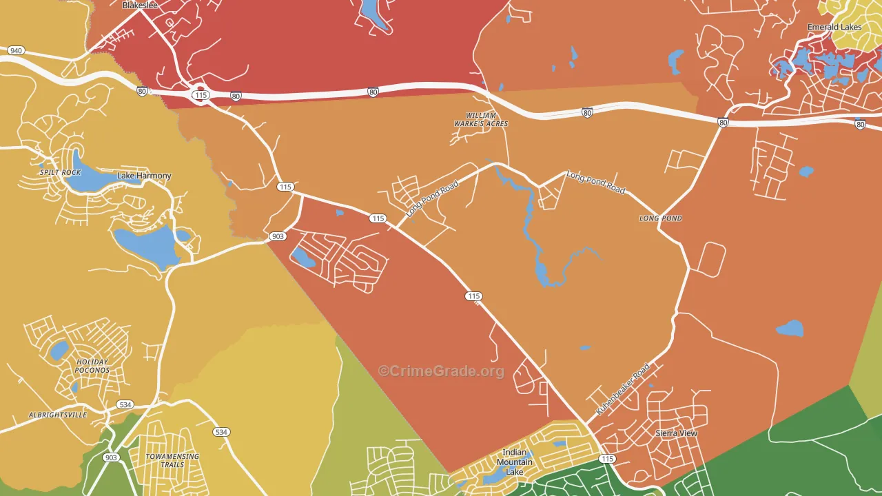 Blakeslee, PA Map of Assault Rates