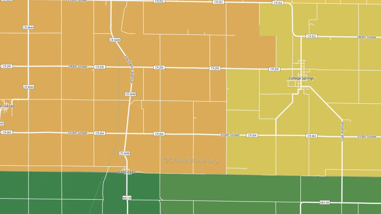 Blanchard, IA Map of Assault Rates
