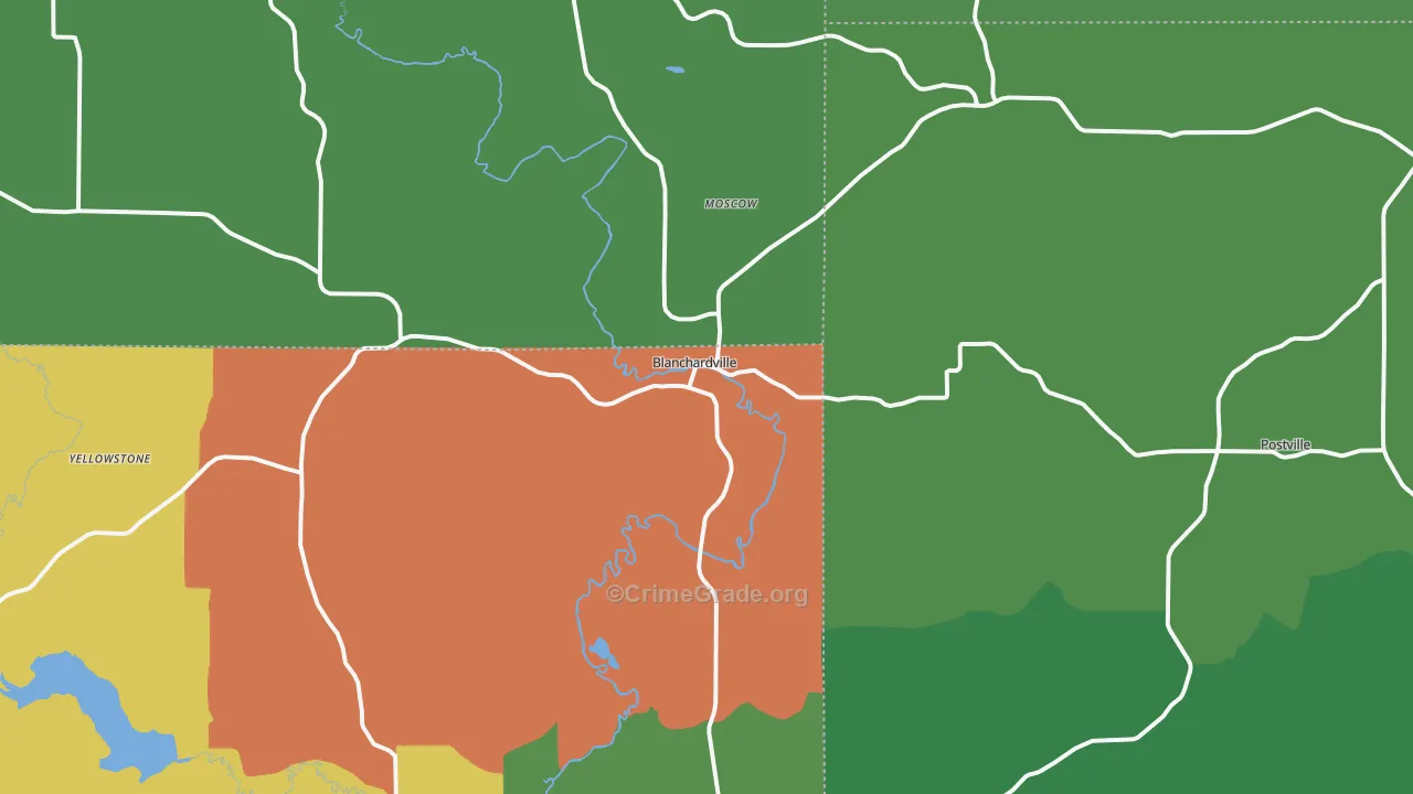 Blanchardville, WI Map of Assault Rates