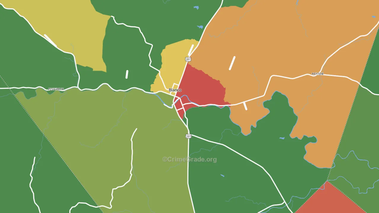 Blanco, TX Map of Assault Rates