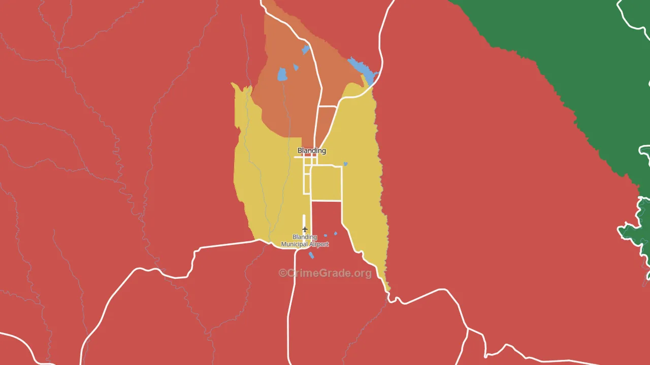 Blanding, UT Map of Assault Rates