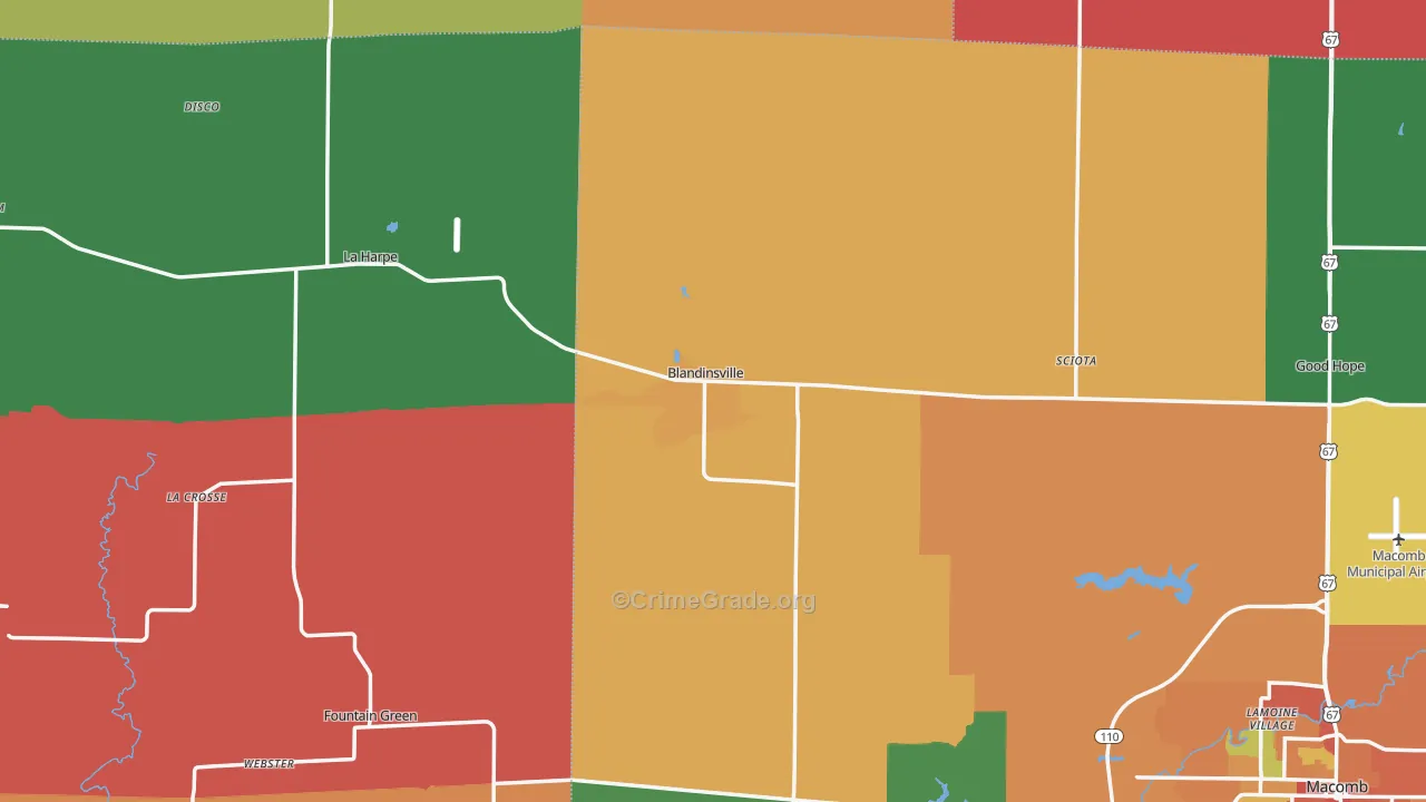 Blandinsville, IL Map of Assault Rates