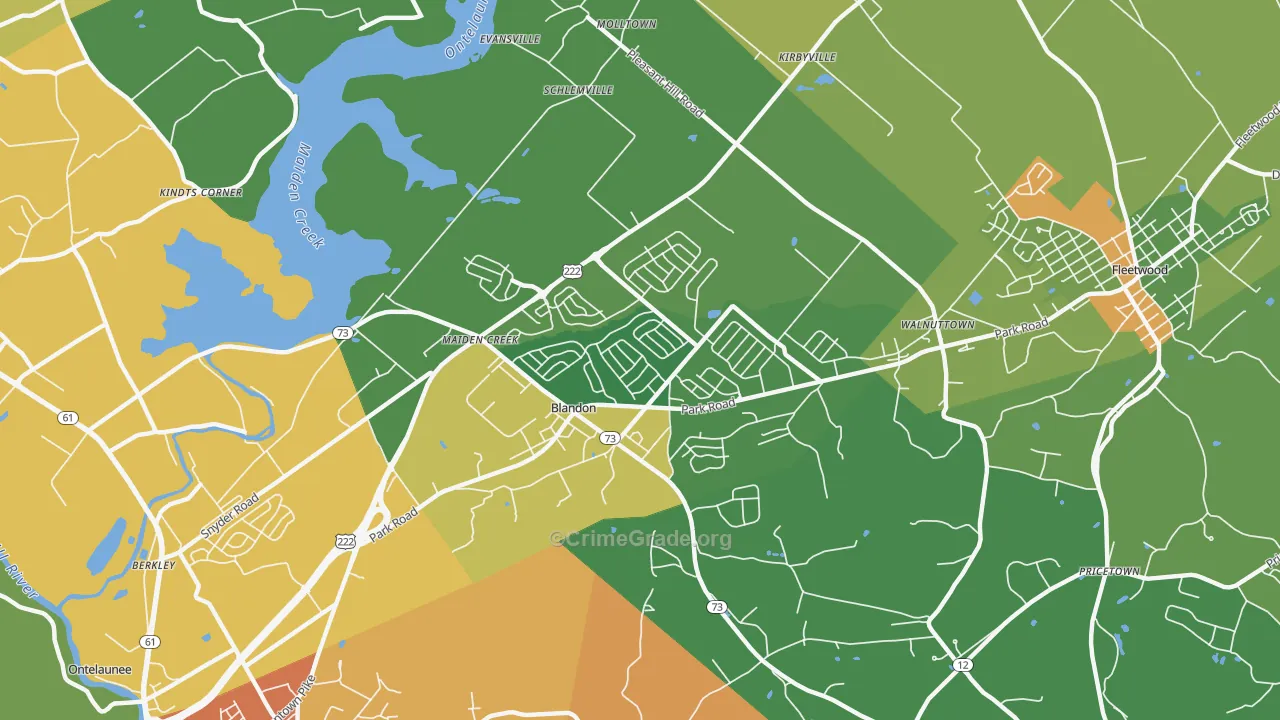 Blandon, PA Map of Assault Rates