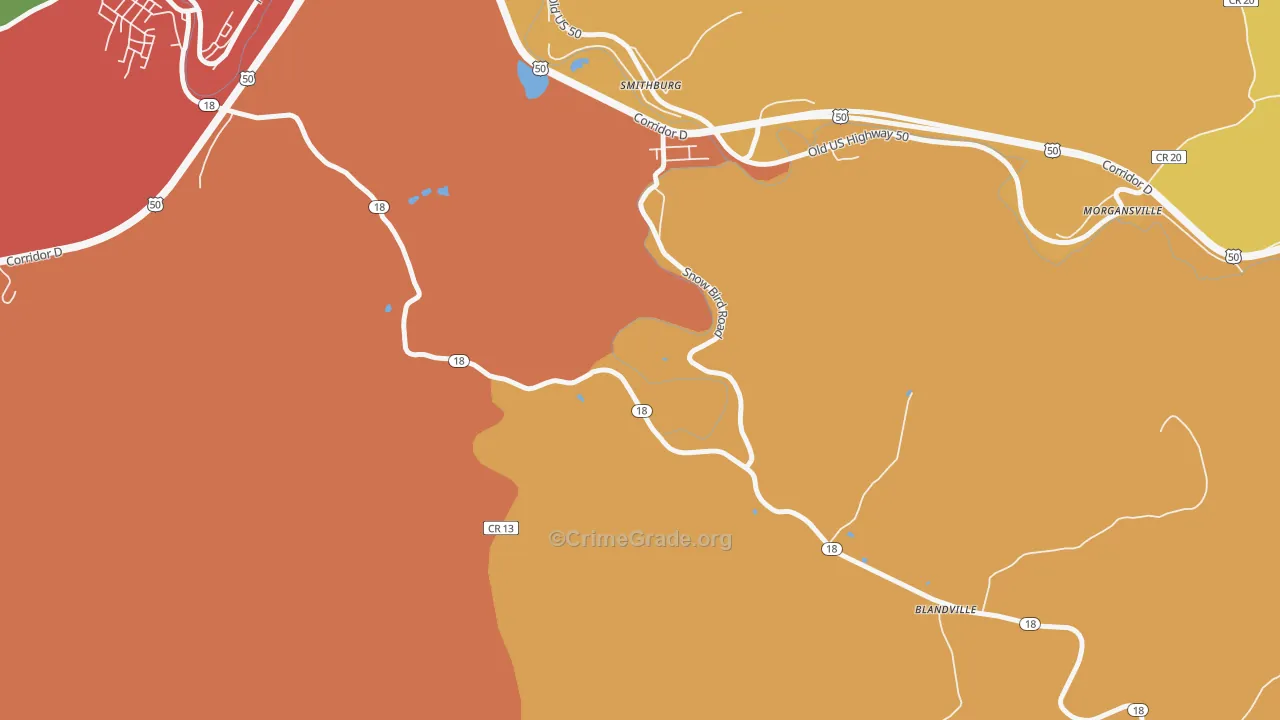 Blandville, WV Map of Assault Rates
