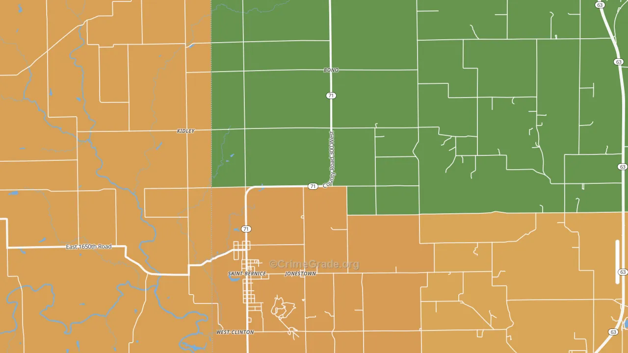 Blanford, IN Map of Assault Rates
