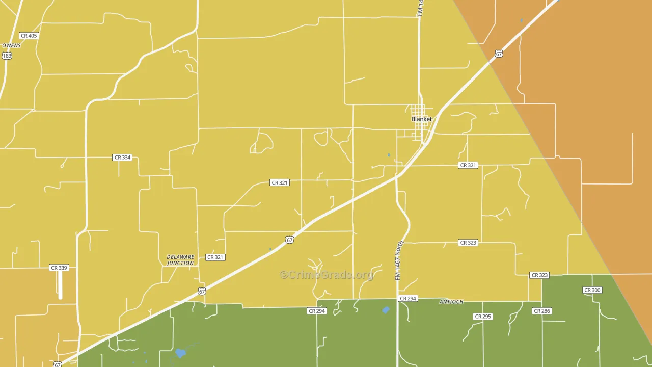 Blanket, TX Map of Assault Rates