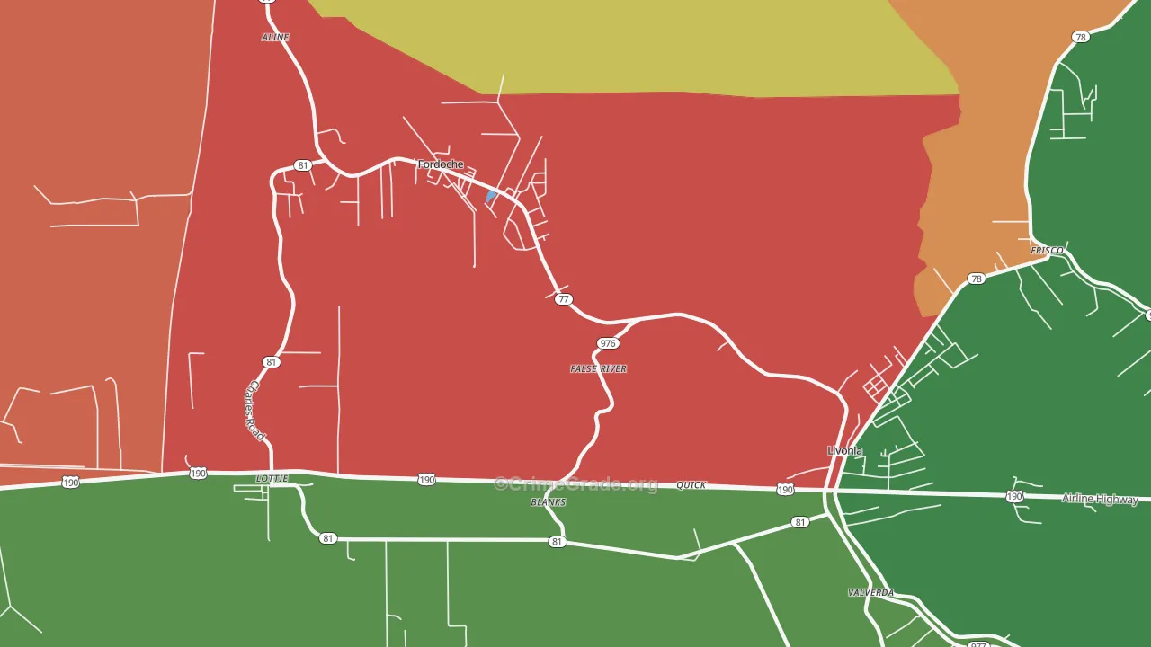 Blanks, LA Map of Assault Rates