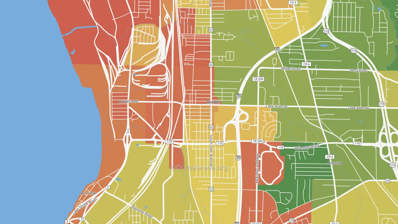 Blasdell, NY Map of Assault Rates