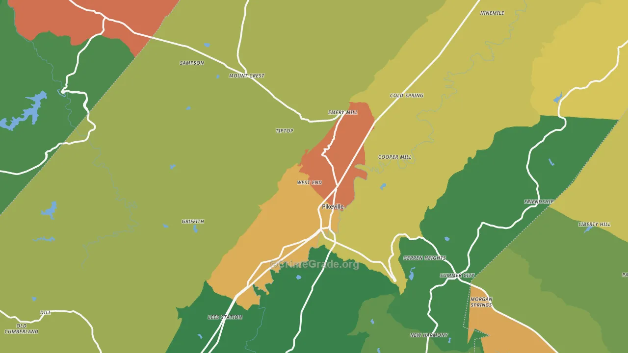 Bledsoe County, TN Map of Assault Rates