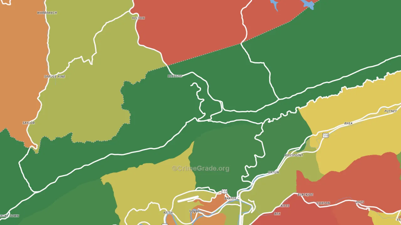 Bledsoe, KY Map of Assault Rates