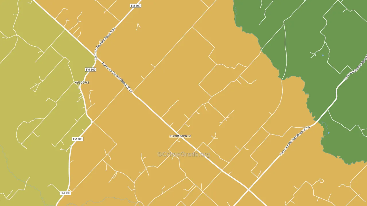 Bleiblerville, TX Map of Assault Rates