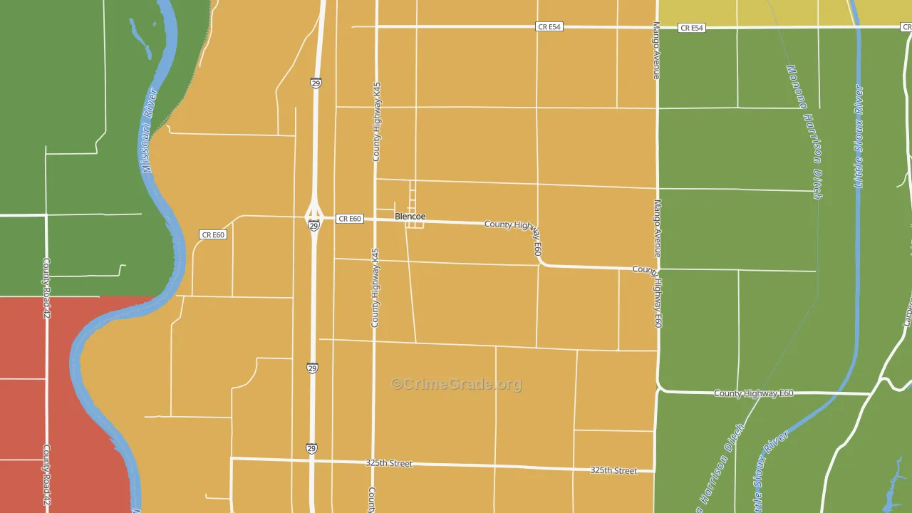 Blencoe, IA Map of Assault Rates