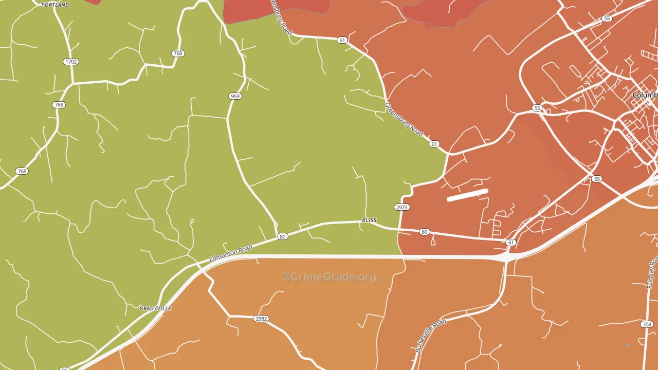 Bliss, KY Map of Assault Rates