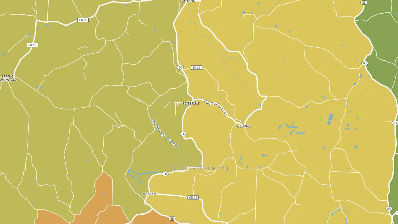 Blissfield, OH Map of Assault Rates